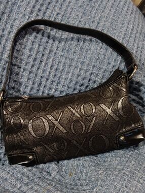 XOXO Black Embossed Logo Shoulder Clutch
